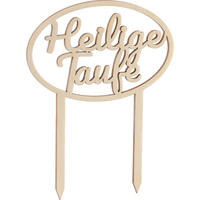TORTENSTECKER mit Schriftzug Heilige Taufe, Birkensperrholz - Braun, Holz (14.5/1/12cm) - Folkroll