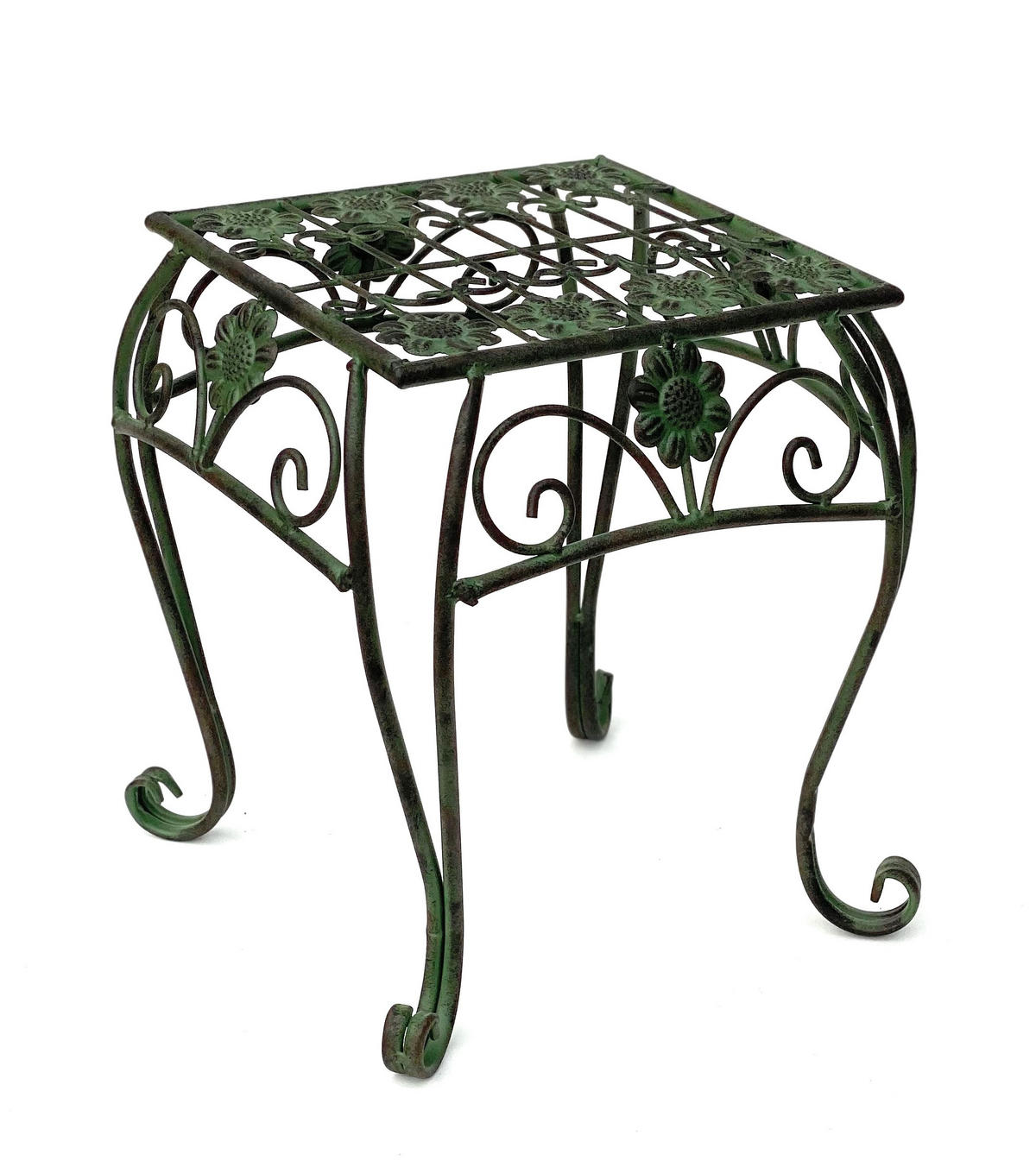 BLUMENHOCKER eckig Metall Grün 29,5/29,5/32 cm - Grün, Metall (29.5/32/29.5cm) - DanDiBo