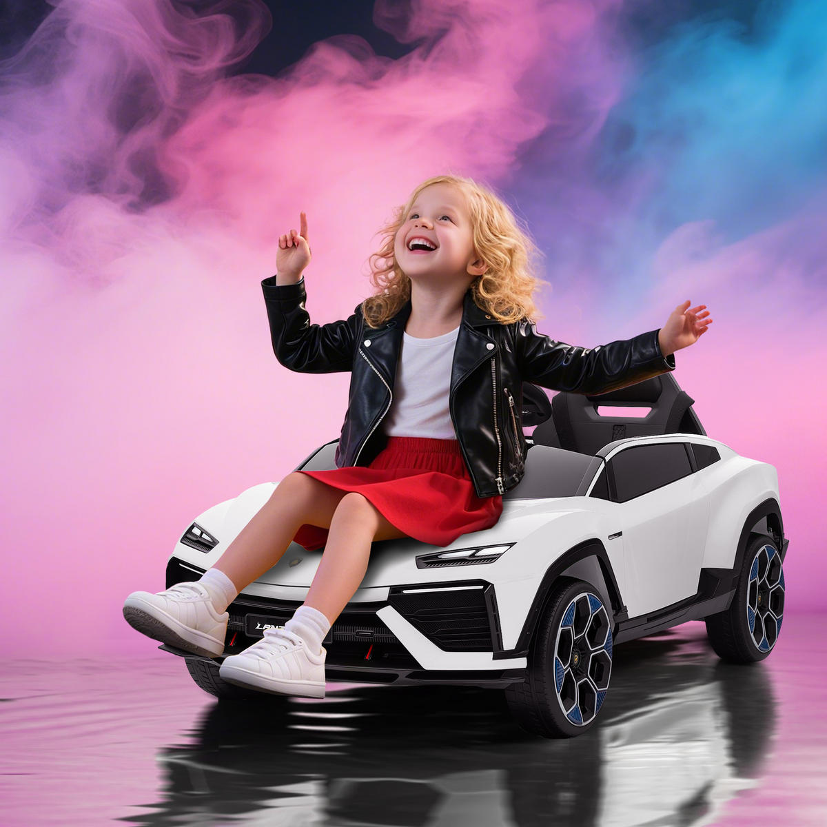 ELEKTRO-KINDERAUTO DE-13091 2 Motoren Weiß - Weiß, Kunststoff (101.5/49/43cm) - ComfortXL
