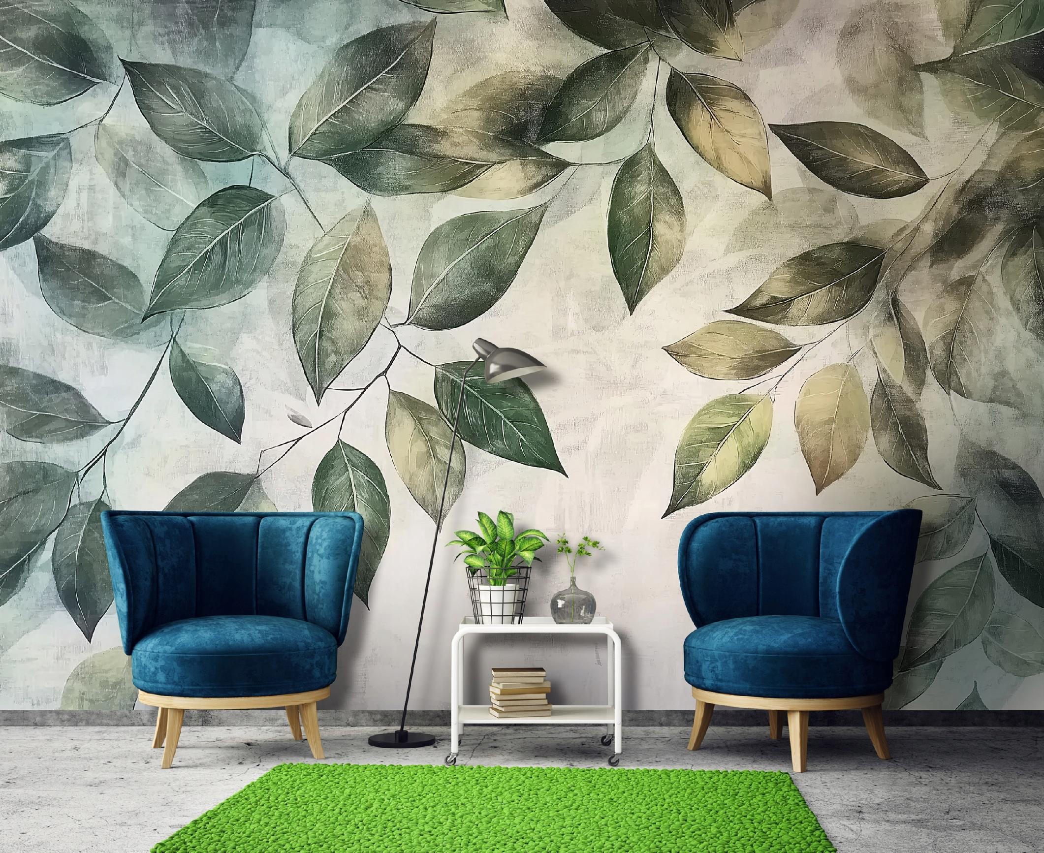 FOTOTAPETE Blätter Grün Natur Wohnzimmer Vlies Tapete 300x210 - Multicolor, Papier (300/210cm) - Wallarena