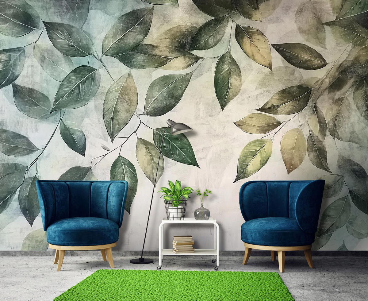 FOTOTAPETE Blätter Grün Natur Wohnzimmer Vlies Tapete 350x250 - Multicolor, Papier (350/250cm) - Wallarena