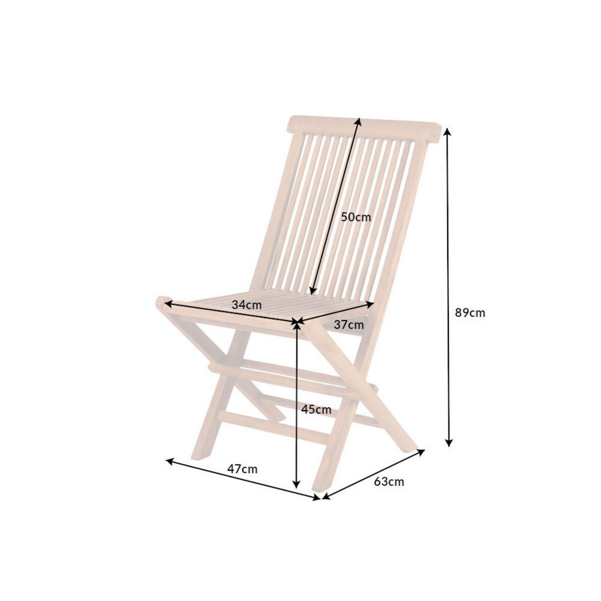 GARTENSTUHL EMPIRE TEAK Teakholz klappbar Hochlehner wetterfest - Braun, Holz (47/89/63cm) - riess-ambiente