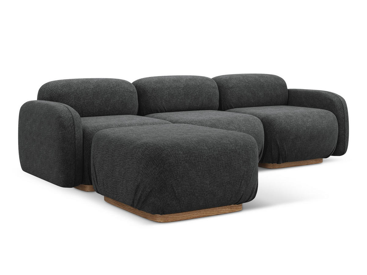ECKSOFA Beidseitig Chenille Stoff Grau - Dunkelgrau/Braun, Holz/Textil (270/190cm) - Makamii