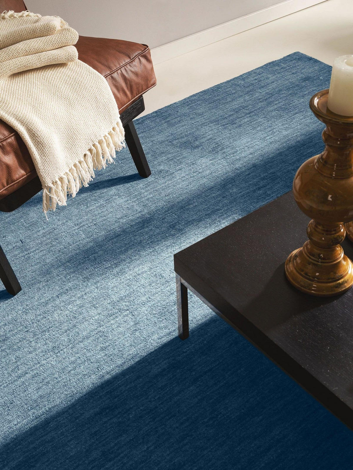 TEPPICH Wollteppich Jamal Blau - Blau, Textil (200/1cm) - KUNSTLOFT