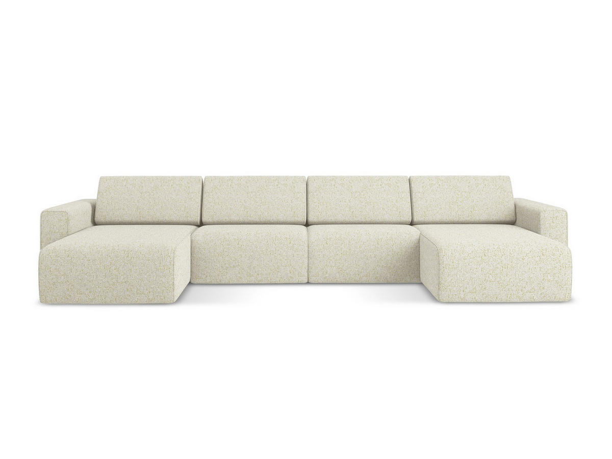 WOHNLANDSCHAFT Strukturstoff Stoff Beige - Beige/Creme, Kunststoff/Textil (404/80/167cm) - Makamii