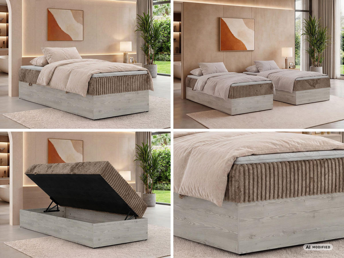BOXBETT NORDIC ZERO 90/200 - Braun Cord - Topper Visco - H4 - Schwarz/Braun, Kunststoff/Textil (90/200cm) - MKS