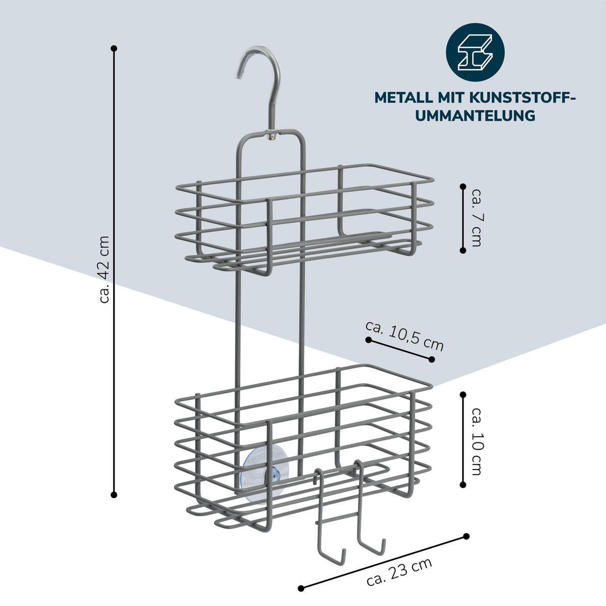 DUSCHREGAL, grau - Grau, Metall (23/42/10.5cm) - bremermann