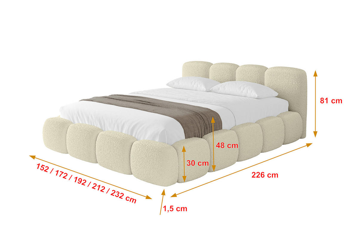 POLSTERBETT mit Bettkasten und Lattenrost, Boxbett ohne Matratze - KALA-v1 180x200 Beige - Beige, Holzwerkstoff/Textil (180/200cm) - ALTDECOR