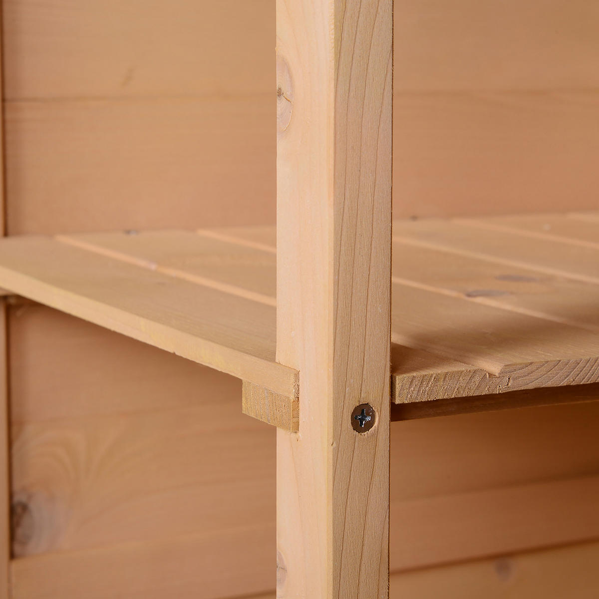 GARTENSCHRANK aus Holz 75x56x115 cm in Naturholz mit 2 Regalböden & Verriegelung - Naturfarben, Holz (56/115/75cm) - Modfu