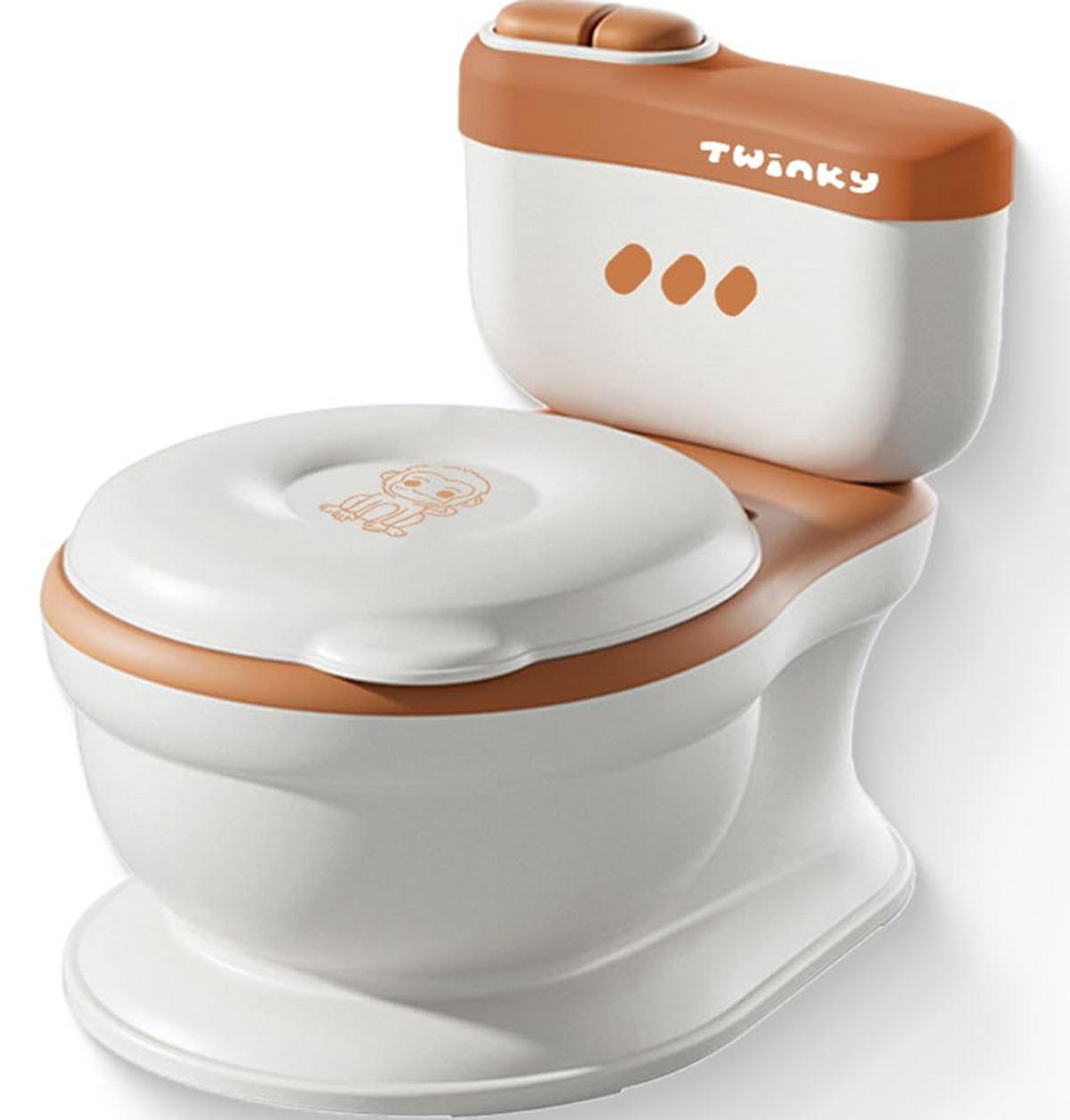 TÖPFCHEN 3-in-1 Potty Trainer & Kindertoilette Weiß Braun - Weiß/Braun, Kunststoff (39/40cm) - Twinky
