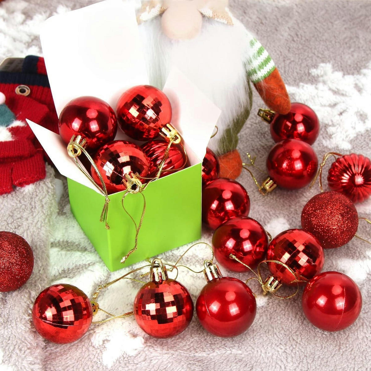 WEIHNACHTSKUGELN 36-teiliges Set Kunststoff Rot 4 cm - Rot, Kunststoff (4/4/4cm)