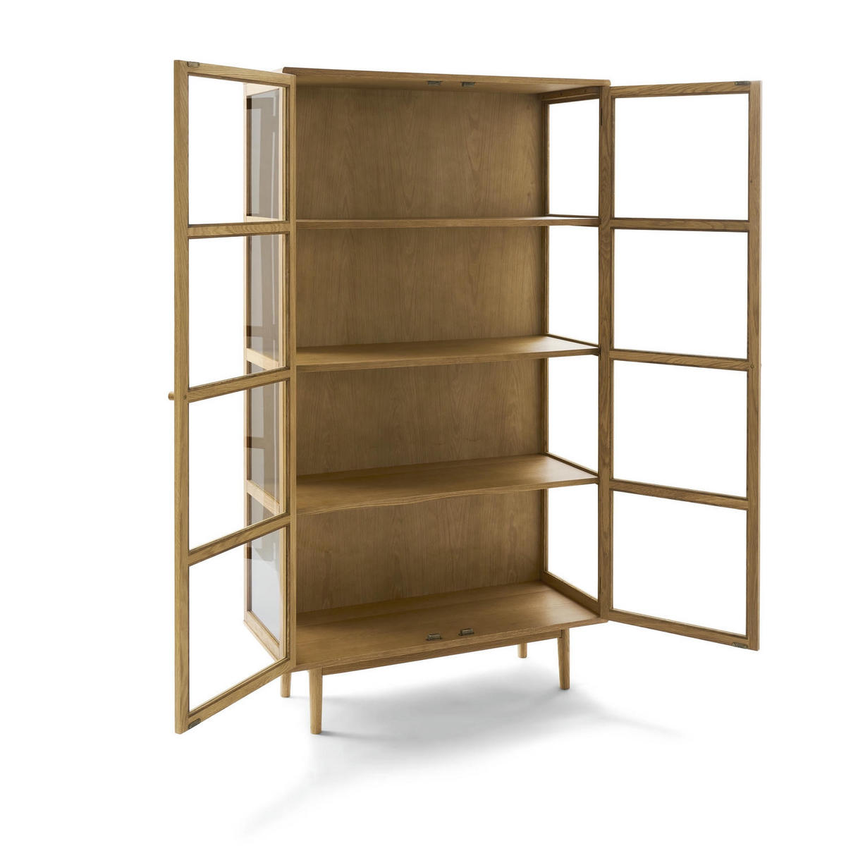 VITRINE Eiche massiv - Honigeiche/Eichefarben, Holz/Holzwerkstoff (100/180/40cm) - Furnhouse