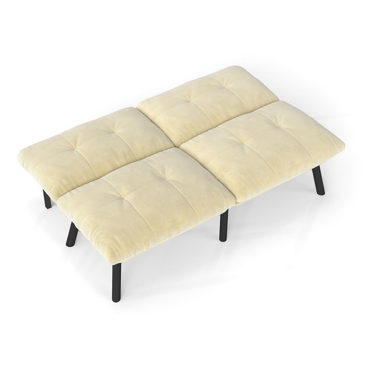 SOFA-BETT klappbar in Cream mit Samtbezug - Weiß, Metall (160/78/81cm) - Meubliv