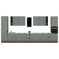 KÜCHENZEILE 515 cm - Sorento KS6-M515 - in Grün / Dunkle Eiche - Eichefarben/Schwarz, Holz/Metall (515/247/58cm)