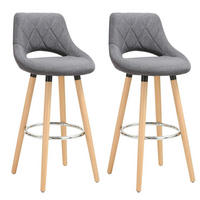 BARHOCKER 2er Set, aus Leinen, Holzgestell, Dunkelgrau - Dunkelgrau/Buchefarben, Holz/Textil (43/91/43cm) - Woltu