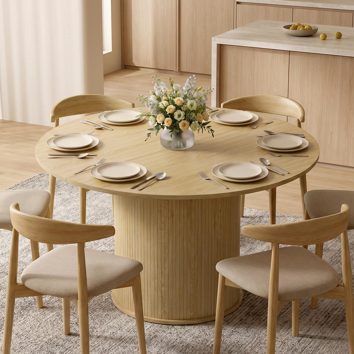 ESSTISCH Naturholz 1 Stück - Beige, Kunststoff (120/120/75cm) - GiPP