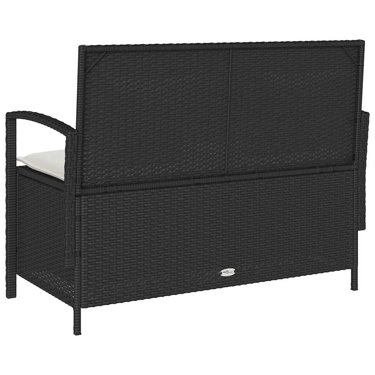 GARTENBANK Mit Stauraum Und Kissen Schwarz Poly Rattan - Schwarz, Kunststoff (111/87/56cm) - vidaXL