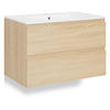 WASCHTISCHKOMBI 80 cm Eiche - Eichefarben, Holz/Keramik (80/54/47cm) - Homestyle4u