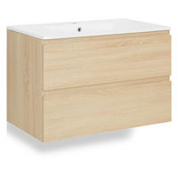 WASCHTISCHKOMBI 80 cm Eiche - Eichefarben, Holz/Keramik (80/54/47cm) - Homestyle4u