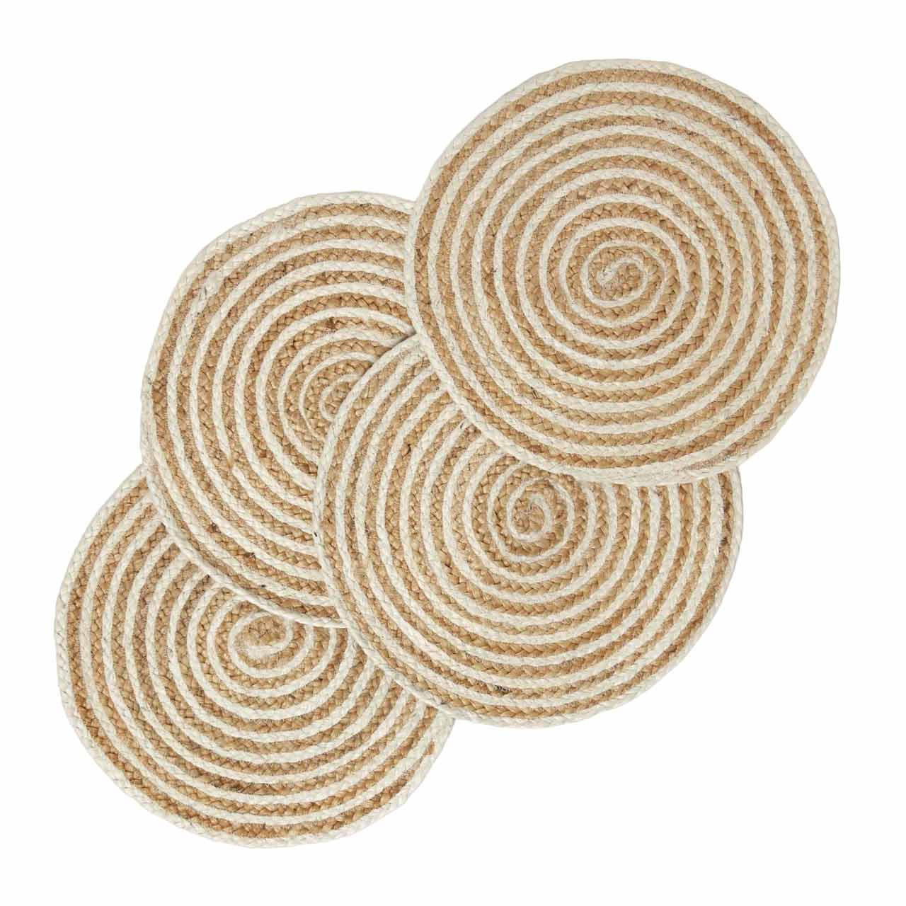 JUTE-TISCHSET Spiral creme-natur, 4er-Set Platzsets rund geflochten, 40 cm - Naturfarben, Naturmaterialien (40/40cm) - Homescapes