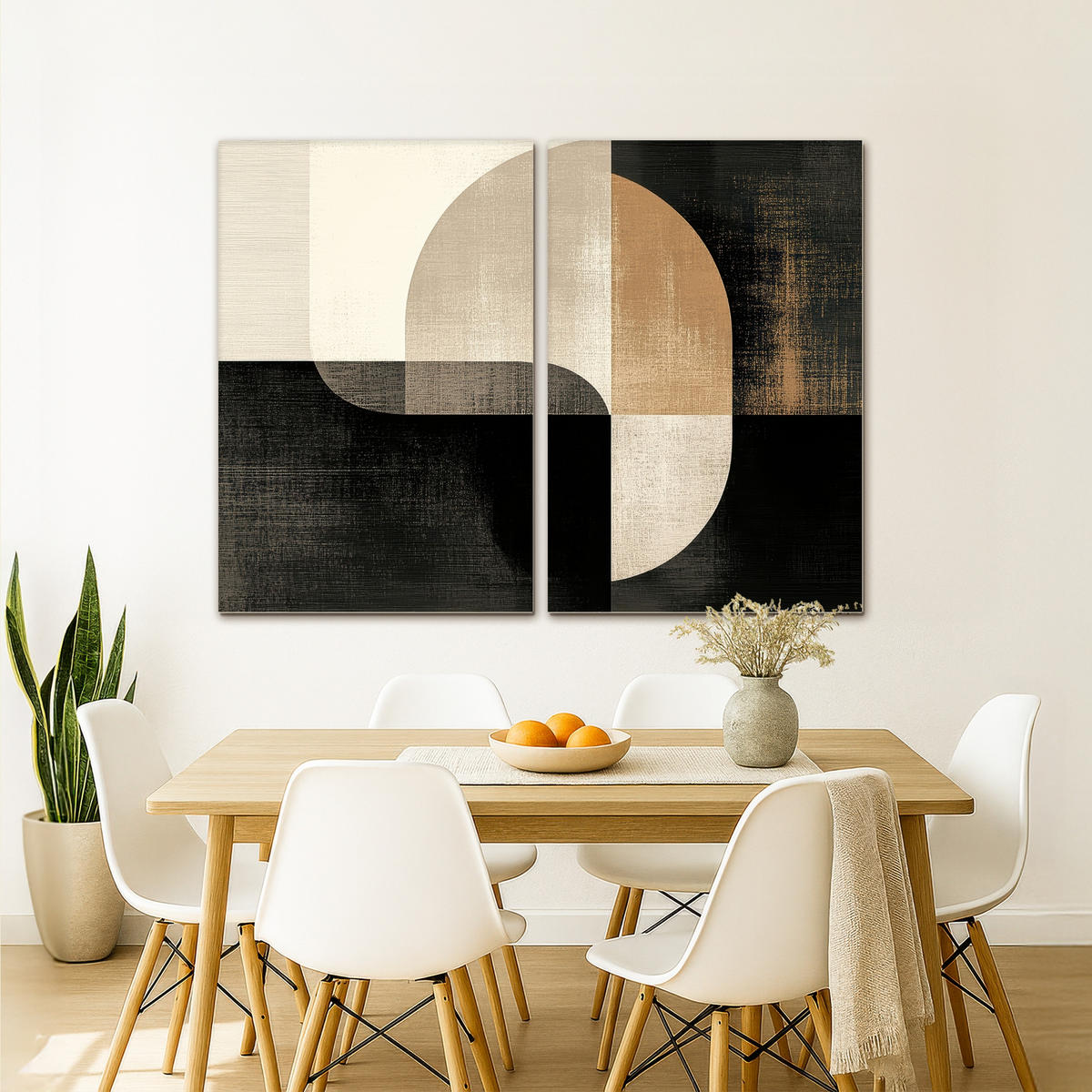 LEINWANDBILD 2er Set Formen - Abstrakt - Gold 160x120 cm - Schwarz, Textil (160/120cm) - MuchoWow