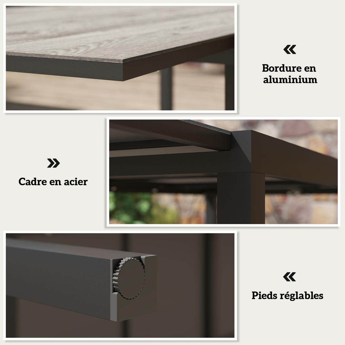GARTENTISCH DE-14170 160/240 cm für 6-8 Personen Grau - Grau, Metall (240/90/74cm) - ComfortXL
