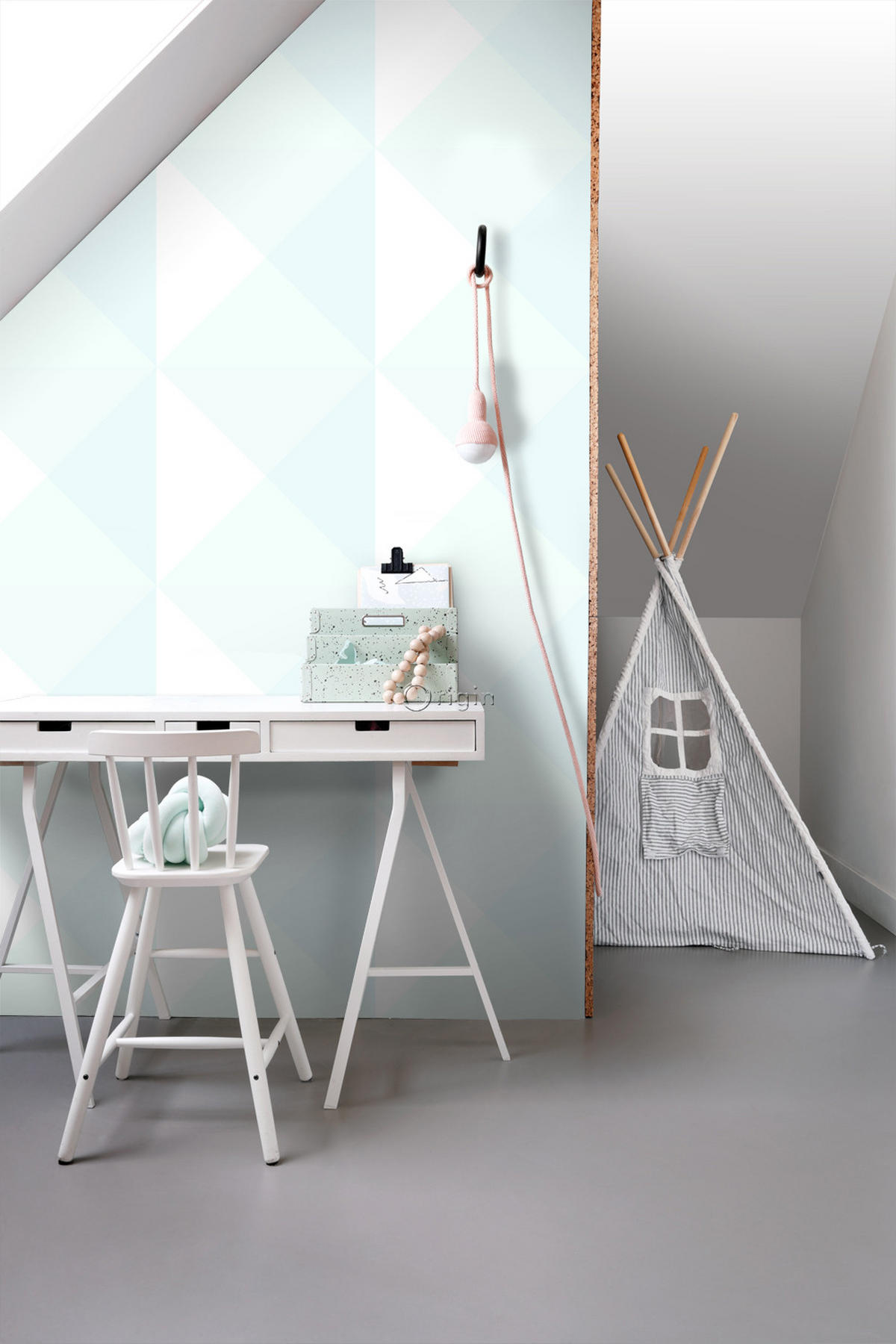 TAPETE große Dreiecke 53 cm x 10.05 m - Grün, Papier (53/1000cm) - Origin Wallcoverings