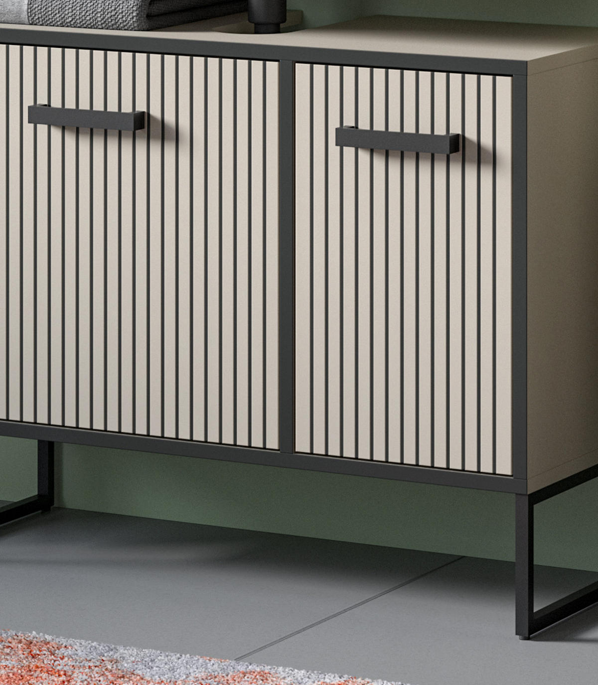 BADMÖBEL-SET 2-teilig Scana in schwarz, sand 80 cm, Kombination mit Soft-Close - Sandfarben/Schwarz, Glas/Holzwerkstoff (80/192/36cm) - Inn.Furn