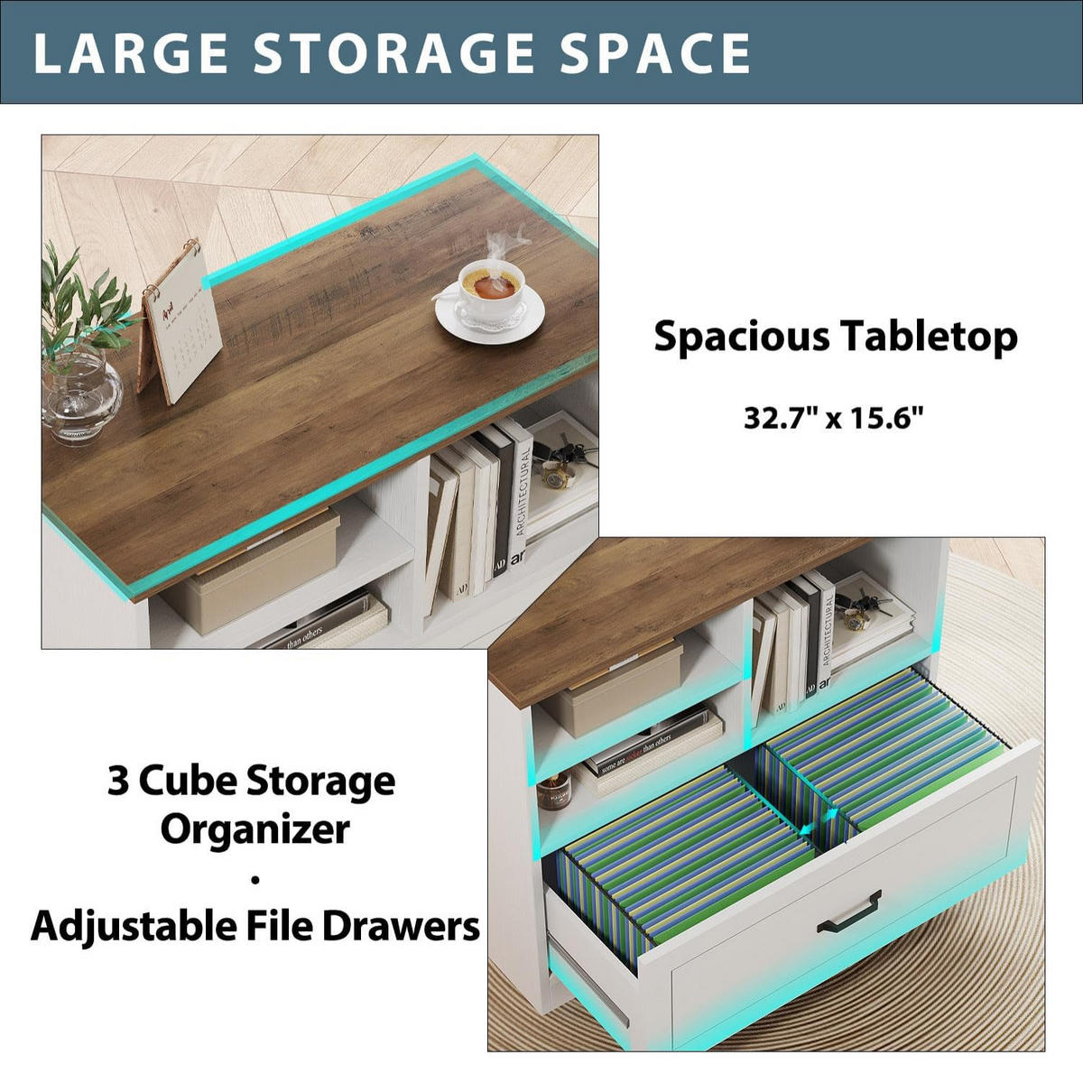 STAURAUMSCHRANK mit Schublade & Offenen Fächern INDUSTRIAL 83.8 x 40.0 x 72.5 cm - Weiß/Naturfarben, Holzwerkstoff/Metall (83.8/72.5/40cm) - Quality Elegance