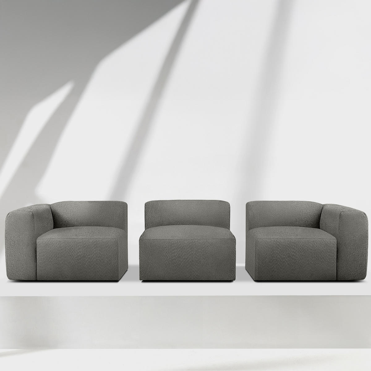 3-SITZER SOFA BUFFO, Stahlgrau - Grau, Holz/Holzwerkstoff (290/73/96cm) - KONSIMO®