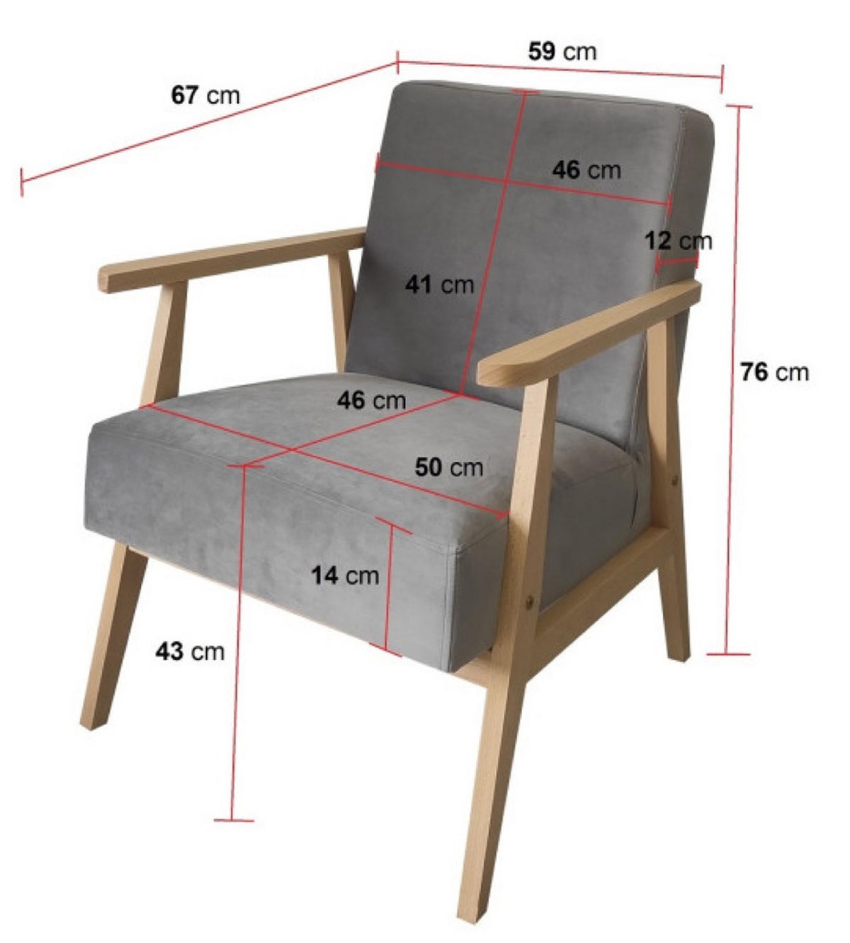 SESSEL Grau Wygodny 59x67 cm Gepolstert Mit Textilbezug - Grau, Textil (59/76/67cm) - Sepro Meble