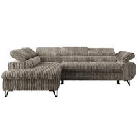 ECKSOFA PABLO L Grau Cord - Links Seite - Schwarz/Grau, Textil/Metall (208/273cm) - MKS
