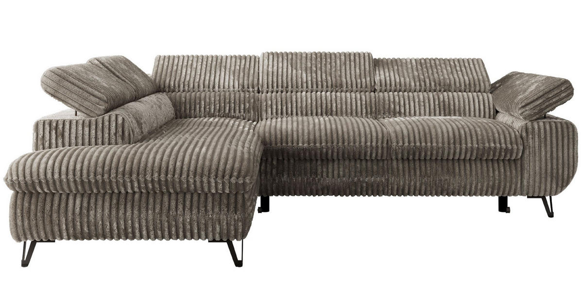 ECKSOFA PABLO L Grau Cord - Links Seite - Schwarz/Grau, Textil/Metall (208/273cm) - MKS
