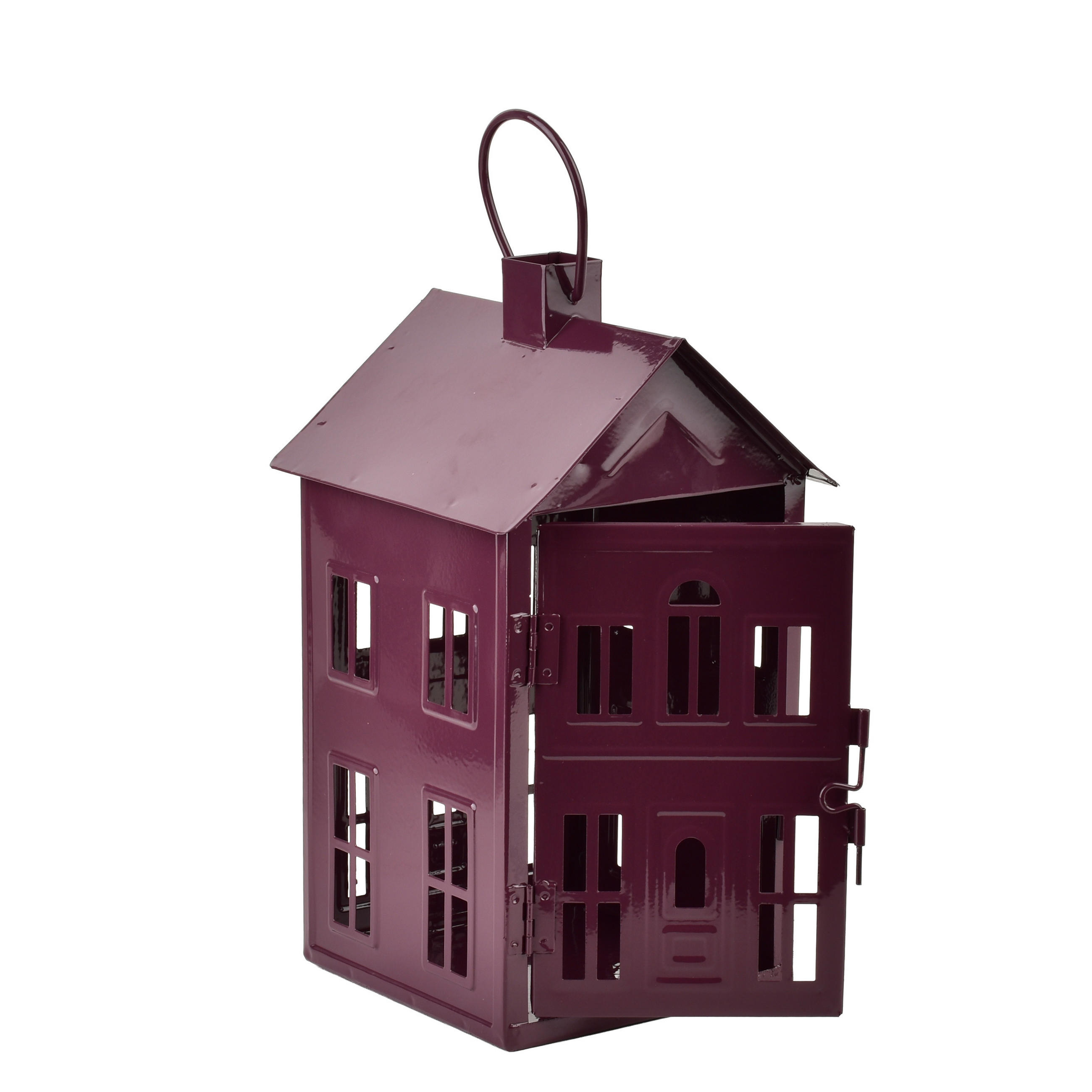 LATERNENHAUS Roger Violett 14,8x14,3xh26,8 cm Metall - Violett, Metall (14.3/26.8/14.8cm) - Mondex