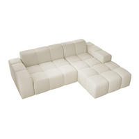 ECKSOFA Fogo ohne Schlaffuktion, L-Form, Sofa Rechts, Veloursstoff, 245x68x180 cm, Beige - Beige, Holz (245/180cm) - PROMETO Möbel