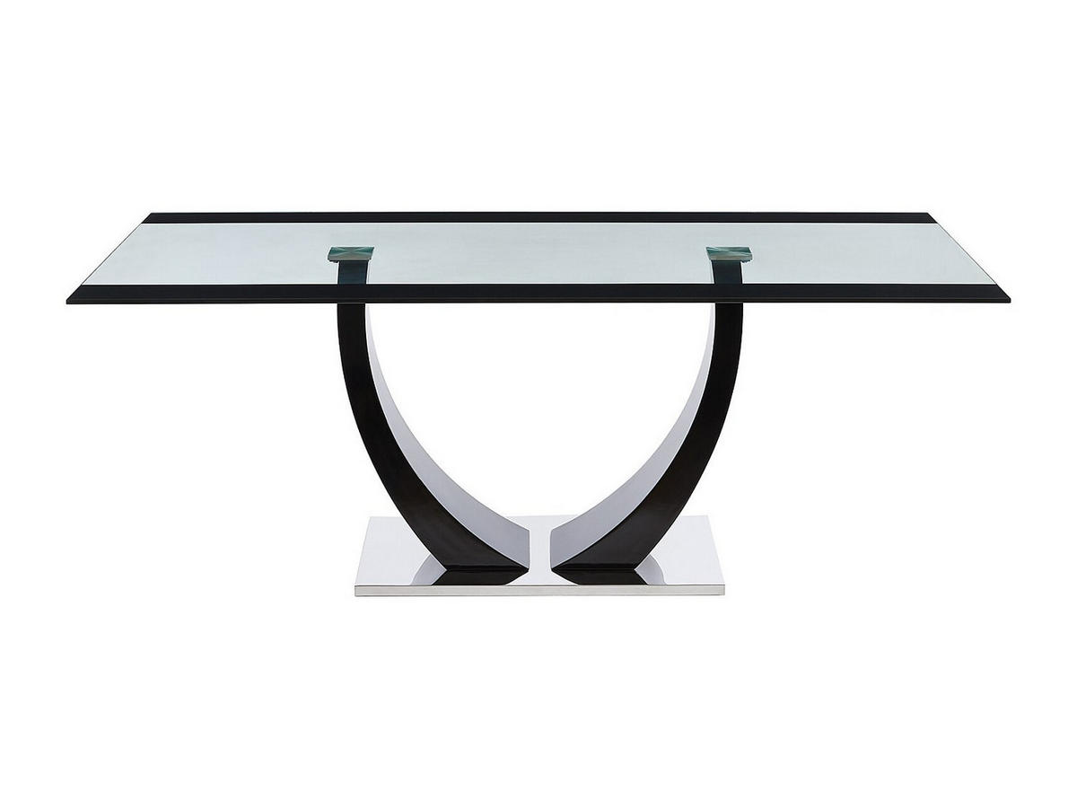 ESSGRUPPE - 8 Personen - Glas - Transparent, Schwarz - MEZZO - Transparent/Schwarz, Glas (200/74.5/100cm) - Vente-Unique