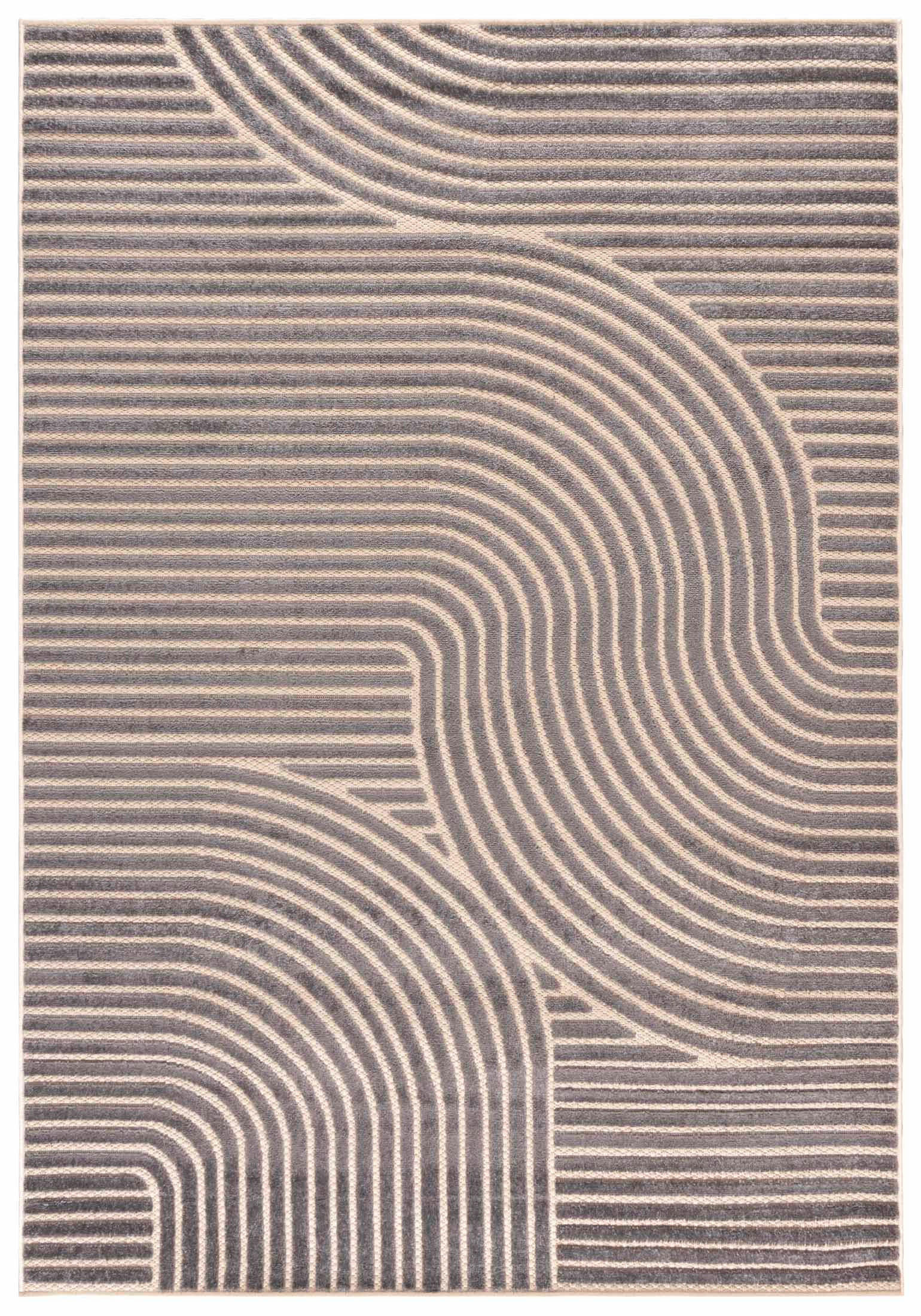 KOBEREC sivý geometrický - 200 x 300 cm - sivá/béžová, textil (200/300cm) - Mazovia