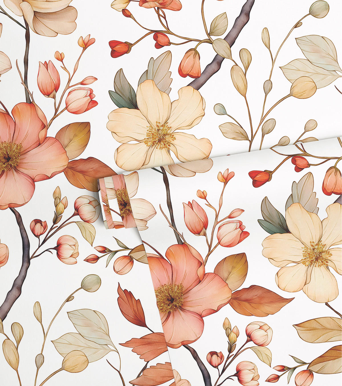 VLIESTAPETE Louison, Herbstblumen 50 cm x 10 orange - Orange, Papier (1000/50cm) - Lilipinso