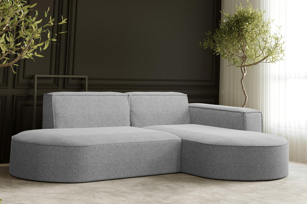 ECKSOFA MODENA L STUDIO Stoff Verita Grau Rechts - Grau, Holz (236/165cm) - Kaiser Möbel
