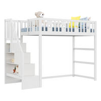 HOCHBETT 90/200 cm in Weiß mit Regal, Treppe und Stern- & Mondmotiv - Weiß, Holz (90/200cm) - STILVORA