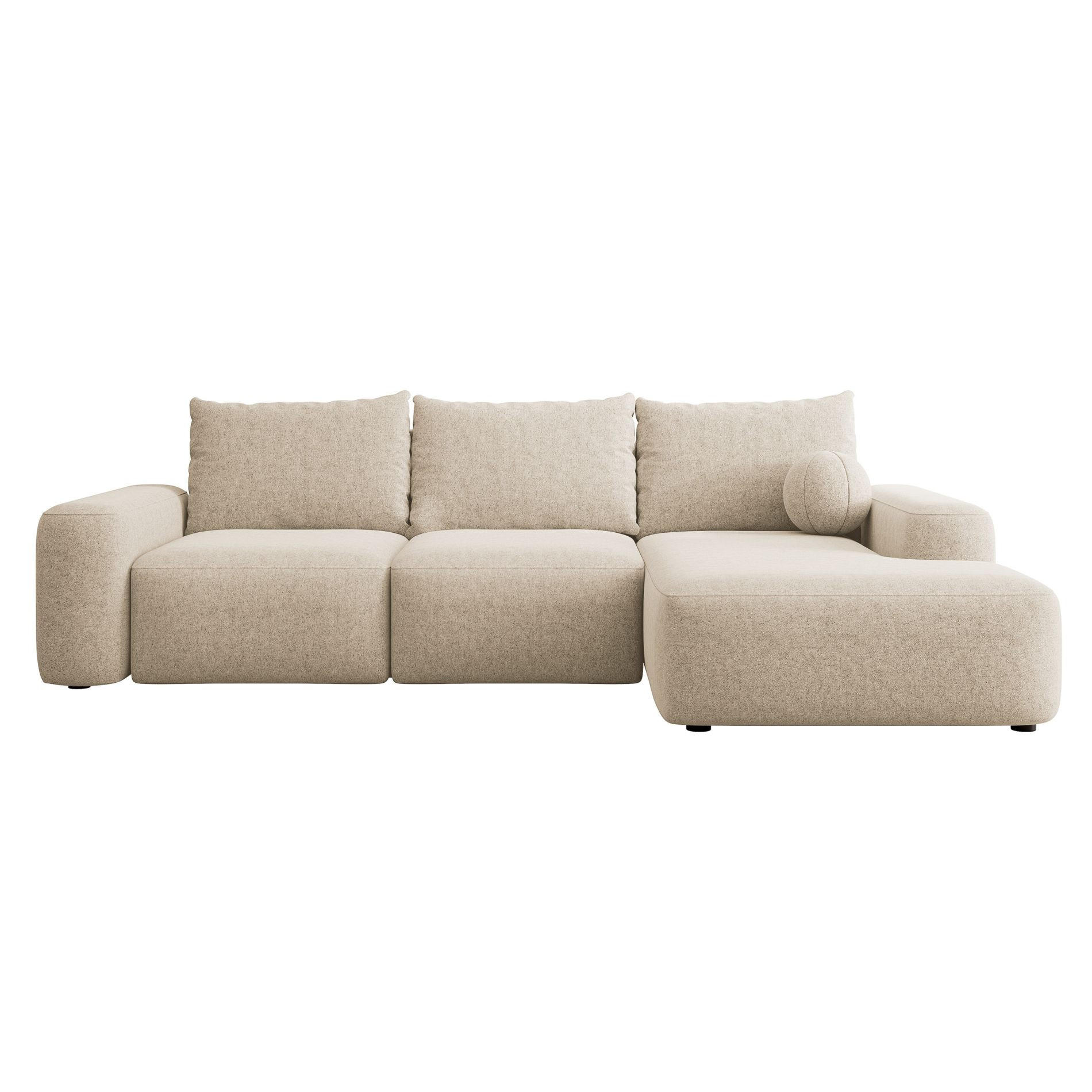 ECKSOFA Carnos mit Ballkissen, Beige Chenille, rechtsseitig - Beige/Schwarz, Kunststoff/Textil (264/162cm) - Selsey