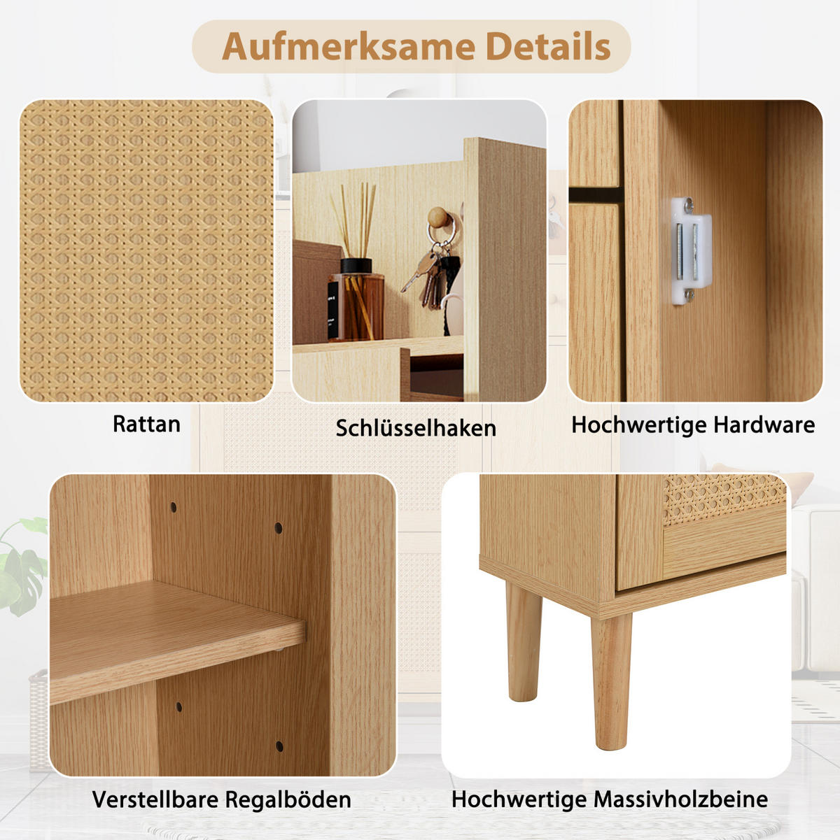 SCHUHSCHRANK 90/17/125 cm Natur aus MDF mit 3 Klappen - Naturfarben, Holzwerkstoff (90/125/17cm) - OKWISH