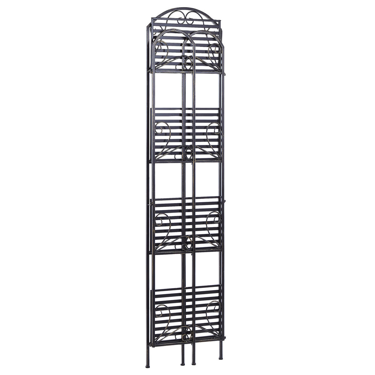 BADREGAL Metall Antik Optik schwarz 4 Fächer klappbar Valdivia - Schwarz, Metall (40/166/27cm) - Beliani