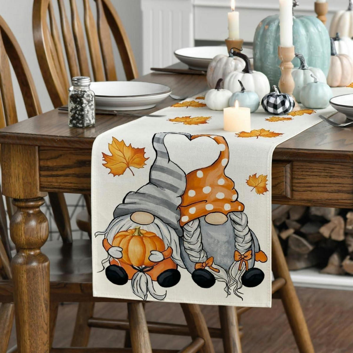 TISCHLÄUFER Herbst GNOME Kürbis 40 x 140 cm - Multicolor, Textil (140/40/1.5cm)