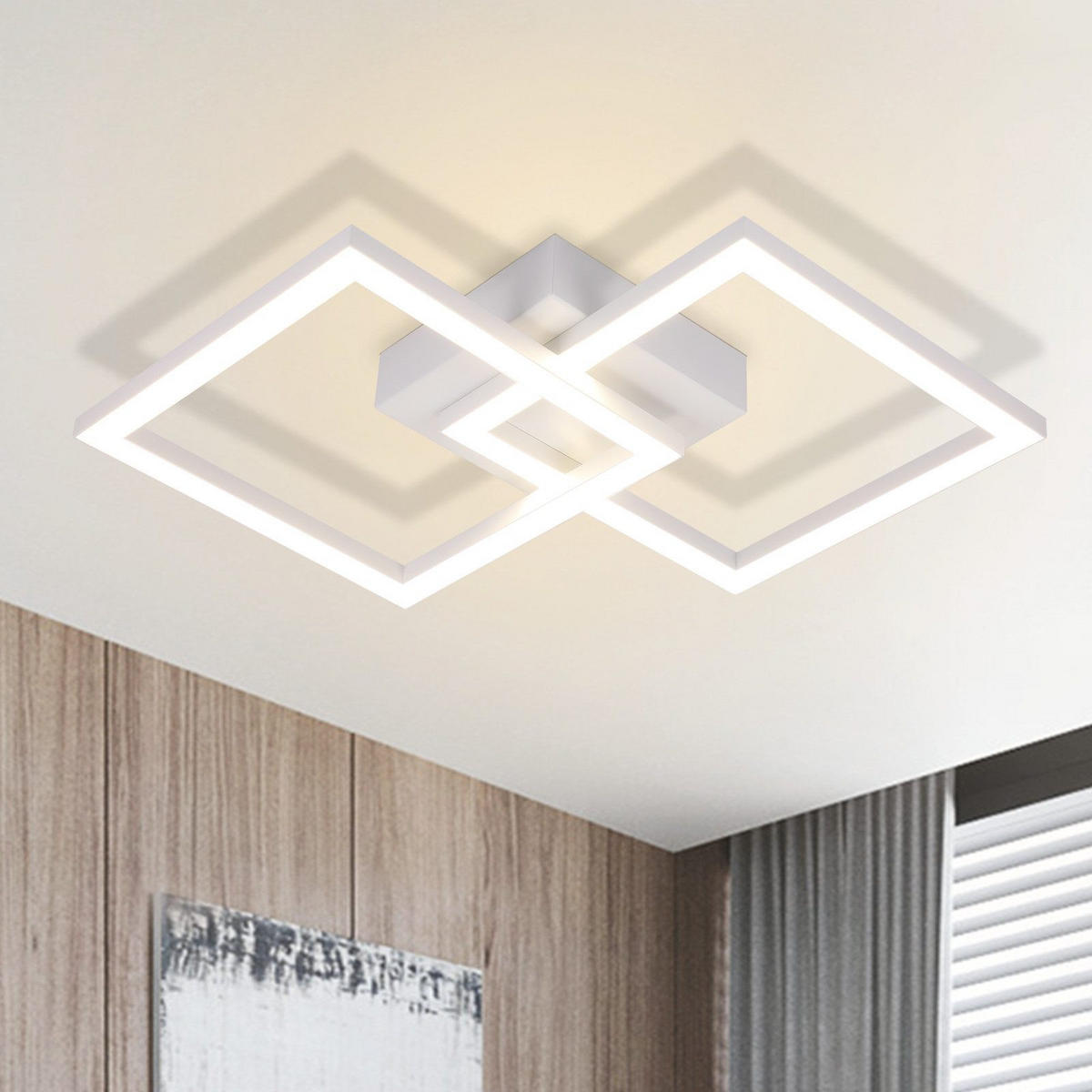 LED-DECKENLEUCHTE Maione 6/29.5/47cm - Weiß, Metall (29.5/6/47cm) - Nettlife