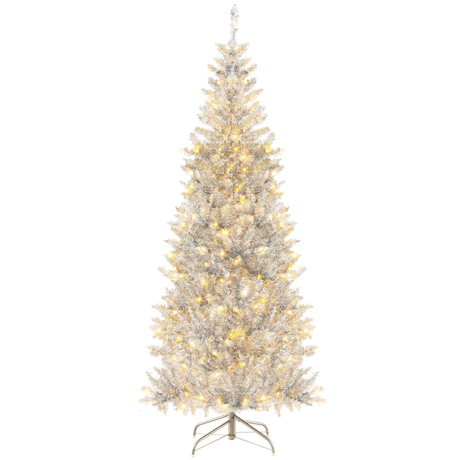 Costway Weihnachtsbaum Silber 180 cm