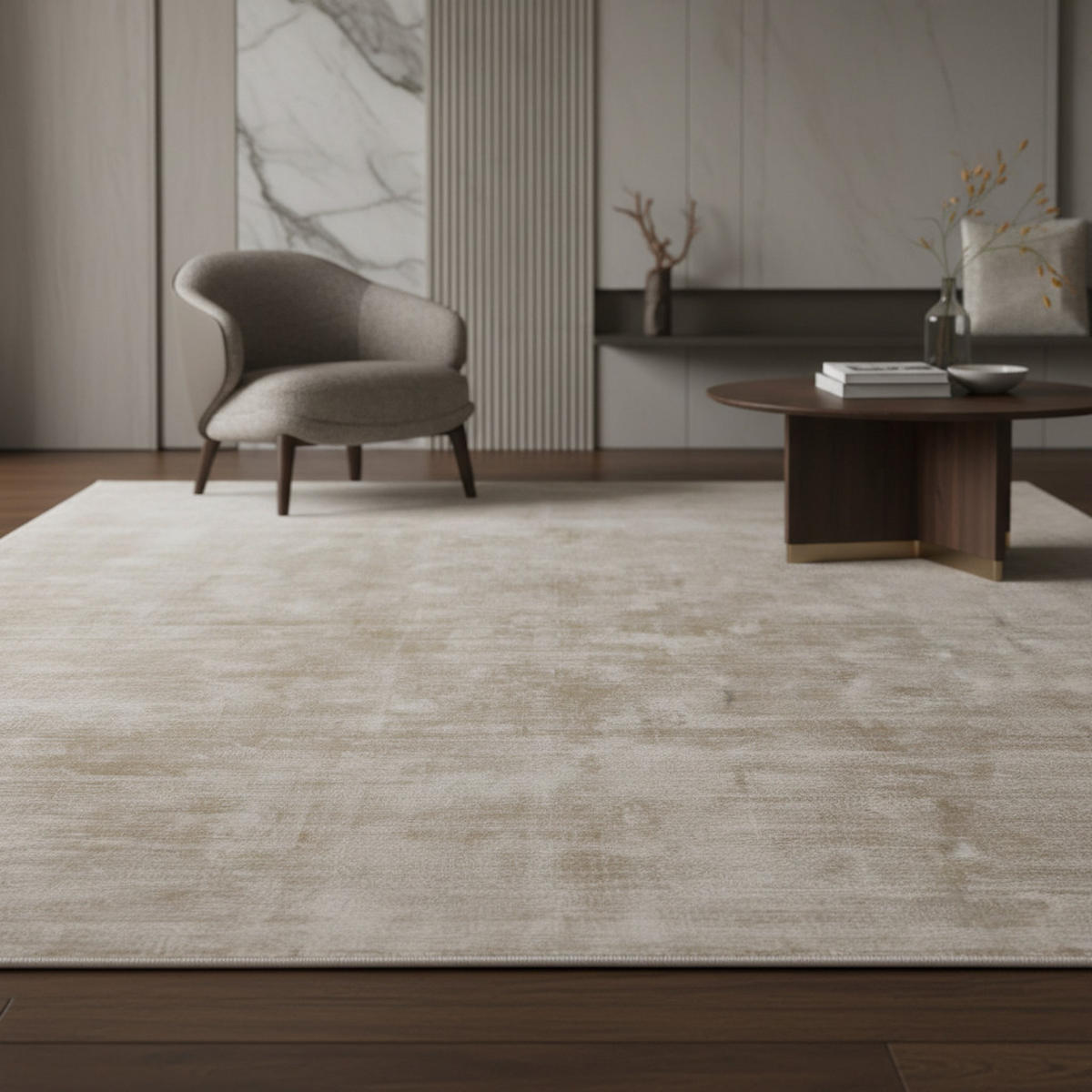 TEPPICH Viskose handgewebt zeitloses Design BARI, Beige-Grau 120x170 cm - Beige, Textil (120/170cm) - KADIMA DESIGN