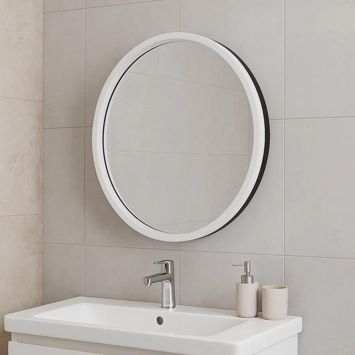 SPIEGEL Rea Led 60cm Bl807 - Weiß, Kunststoff (60/4.5/60cm) - REA
