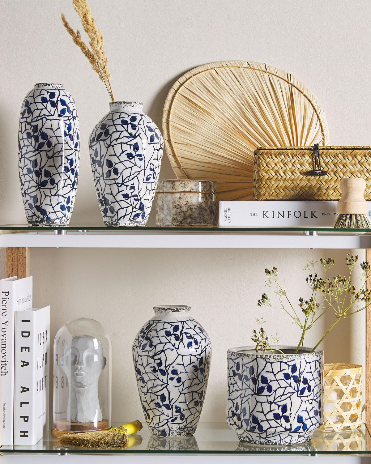 BLUMENVASE Steinzeug weiß Mallia - Weiß, Stein (20cm) - Beliani