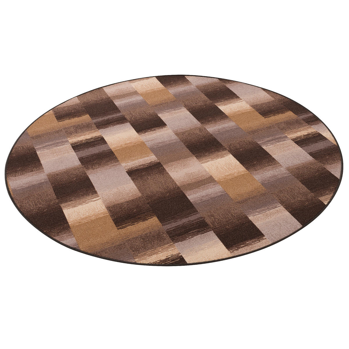DESIGNER VELOUR TEPPICH MYSTIC KARO RUND - Braun, Textil (133/133cm) - Snapstyle